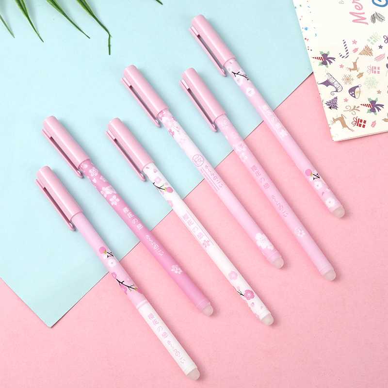 1 Bút Mực Gel Ngòi 0.5mm Có Thể Xóa Được Hình Hoa Anh Đào Màu Hồng/Xanh Dương