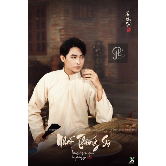 Áo ngũ thân nam, Áo tấc cổ phục Việt Nam, Việt phục thời Nguyễn, Áo ngũ thân tay chẽn freesize dưới 80kg by HOANGAODAI