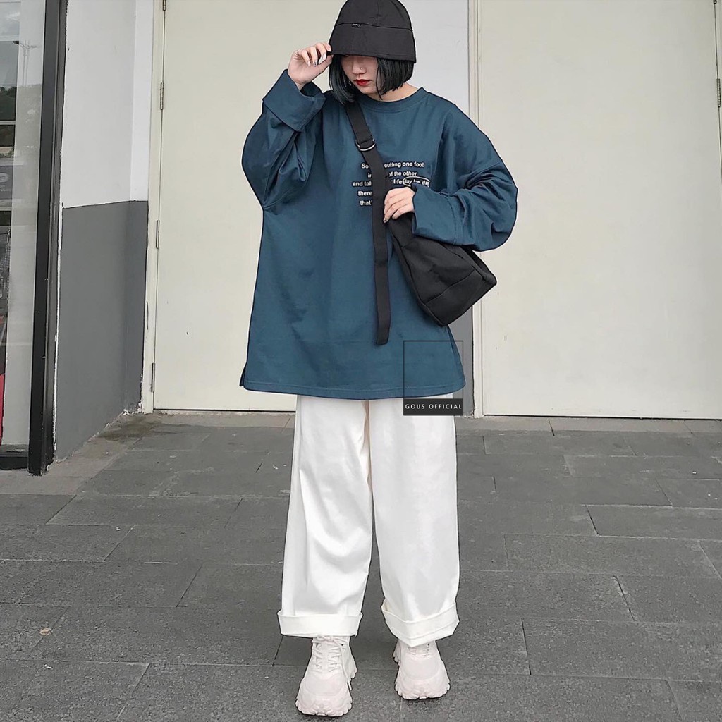 Áo Phông Dài Tay Nữ Kiểu Dáng Basic Áo Thun Form Rộng  DAYBEDAY Thoải Mái Dễ Phối Đồ Chất Liệu Cotton Thấm Hút 1793