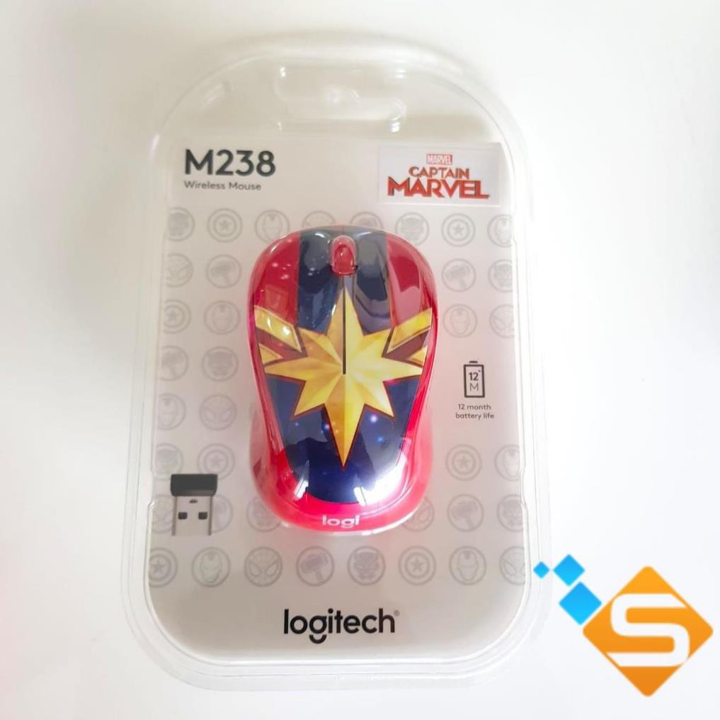 Chuột không dây LOGITECH M238 Captain Marvel - Marvel Collection - Hãng phân phối chính thức - Bảo hành 1 năm