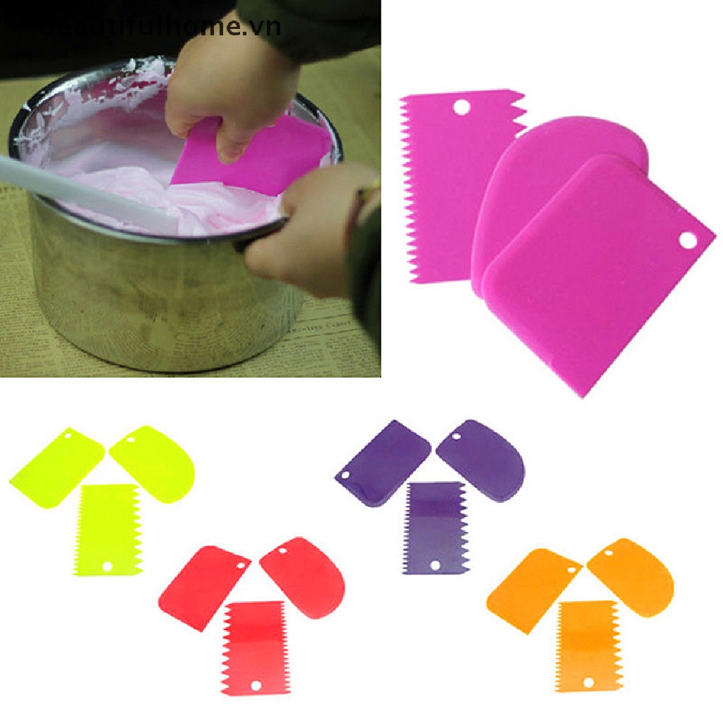 Bộ 3 Dao Cạo Trang Trí Bánh Kem Bằng Nhựa Tiện Dụng