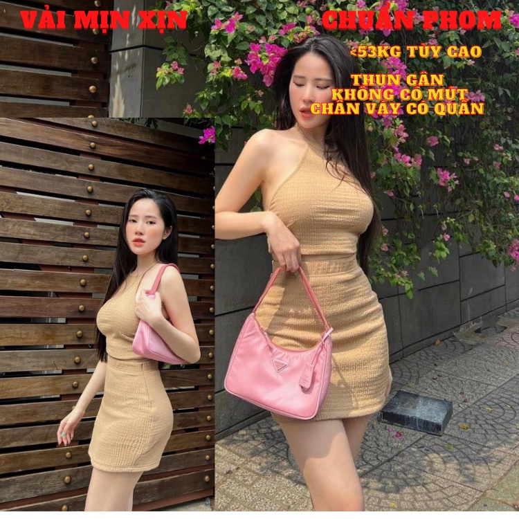 Set đồ nữ sang chảnh áo yếm cột dây croptop kèm chân váy ngắn  có lót trong thời trang mùa hè phong cách hàn quốc VD185