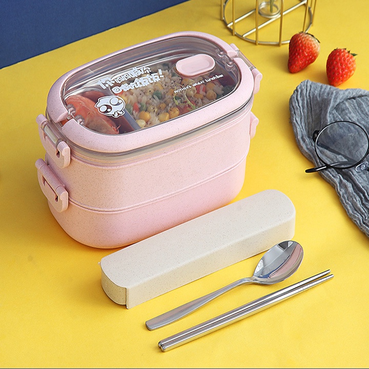 Hộp Đựng Cơm Giữ Nhiệt 3 Màu 2 Tầng Ruột Inox 304 Chống Gỉ,Chống Đổ Tiện Lợi Dung Tích 1550ml  - HDC01