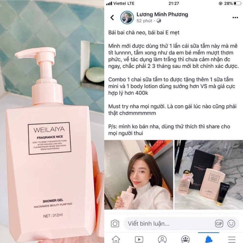 Sữa Tắm Dưỡng Ẩm Trắng Da Weilaiya, Tắm Dưỡng Da Trắng Da Toàn Thân Với Hương Thơm Diu Nhẹ Giúp Da Mịn Màng Trắng Sáng | BigBuy360 - bigbuy360.vn