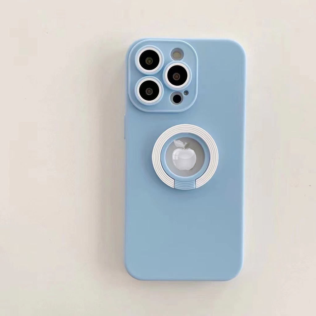 Ốp lưng iphone viền vuông hở táo gắn Irring, ốp Silicon bảo vệ camera kiêm giá đỡ điện thoại XS XSM 11 11PRM 11PRO 12 13