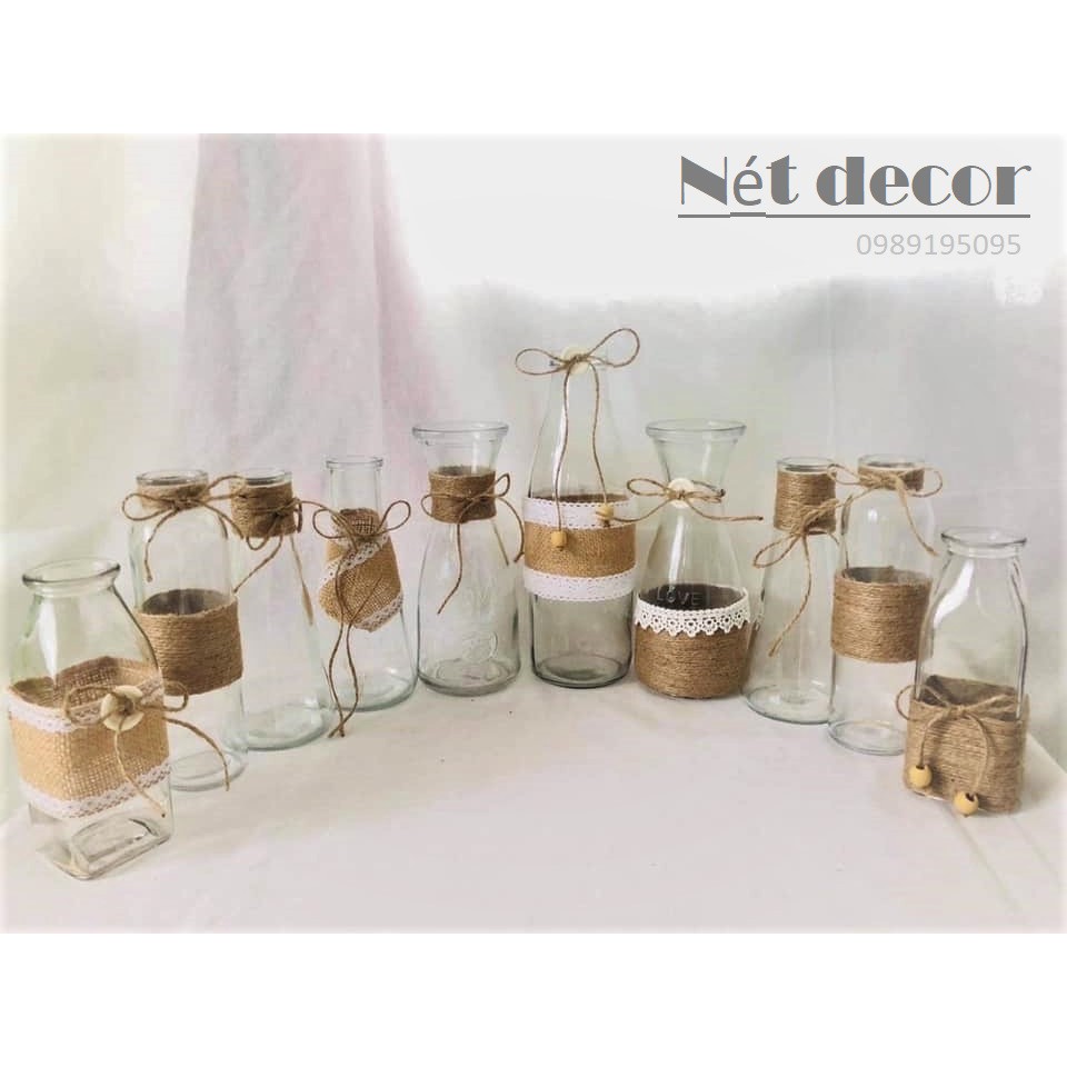 Lọ thủy tinh decor sẵn cắm hoa