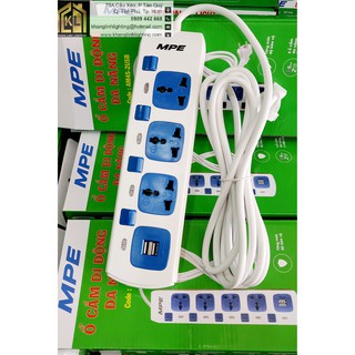 Ổ cắm di động 3 ổ đa năng + 2usb mpe