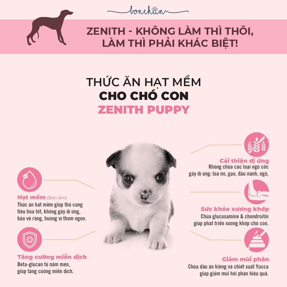[Mã PET50K giảm Giảm 10% - Tối đa 50K đơn từ 250K] Hạt mềm Zenith Puppy cho chó con 1,2kg