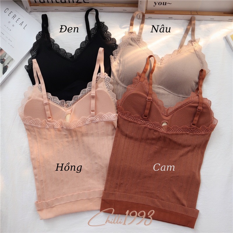 Áo 2 Dây Nữ Có Mút Ngực Phối Ren Sexy Nhiều Màu Co Dãn Tốt Freesize Dưới 60kg Chilli1993