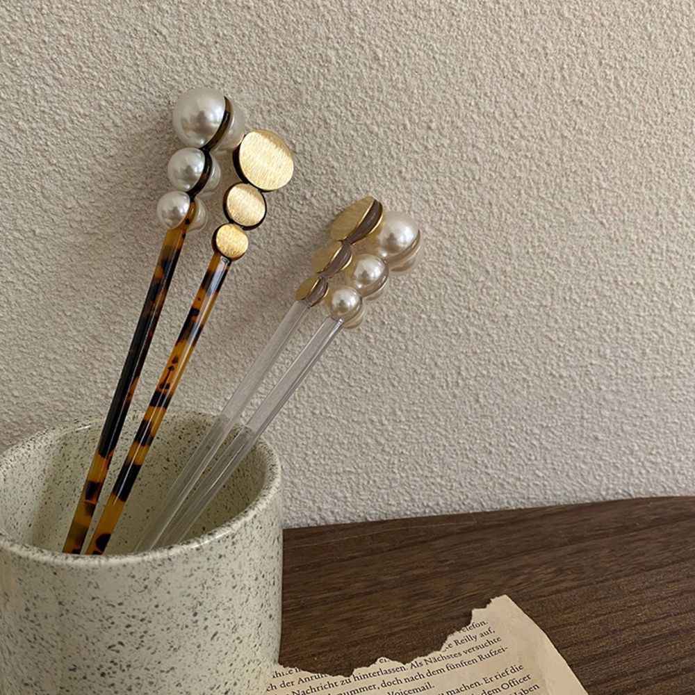 Trâm Cài Tóc Bằng Kim Loại Đính Ngọc Trai Đơn Giản Phong Cách Hàn Quốc Cổ Điển Cho Nữ