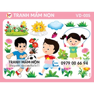 Decal mầm non-GÓC VẬN ĐỘNG VD-005 khổ to 127x80