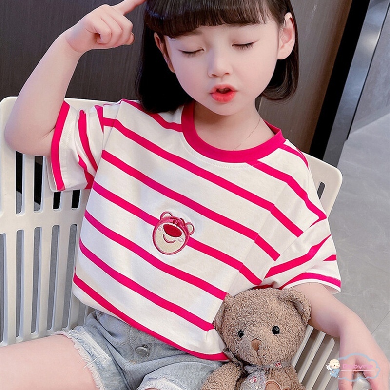 Áo Thun Tay Ngắn Cổ Tròn Dáng Rộng Thời Trang Xinh Xắn Cho Bé Gái