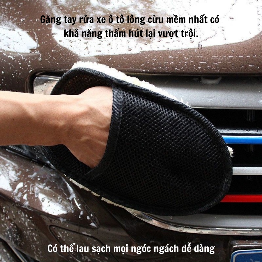 Găng tay rửa xe ô tô chuyên dụng lông cừu