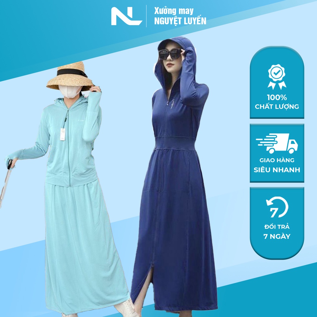 Áo Choàng Chống Nắng Nữ Thông Hơi Hai Lớp Hạt Xoàn Thắt Eo Mùa Hè