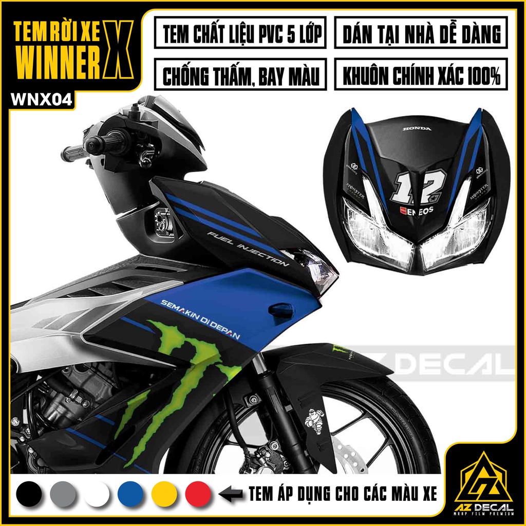 Tem Xe Winner X Chủ Đề Monster | WNX04 | Tem Rời Chất Liệu Decal Chống Bay Màu, Cắt Sẵn Dễ Dán