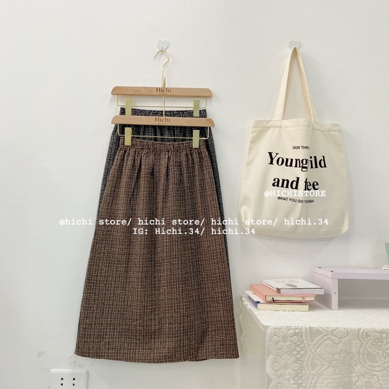 chân váy kẻ dài midi ẢNH THẬT VIDEO hichi | BigBuy360 - bigbuy360.vn