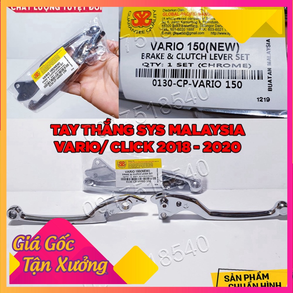 1 Cặp Tay Thắng Vario, Click 2018 - 2020 SYS Malaysia Xi Niken Cao Cấp (Ảnh Sp thật)