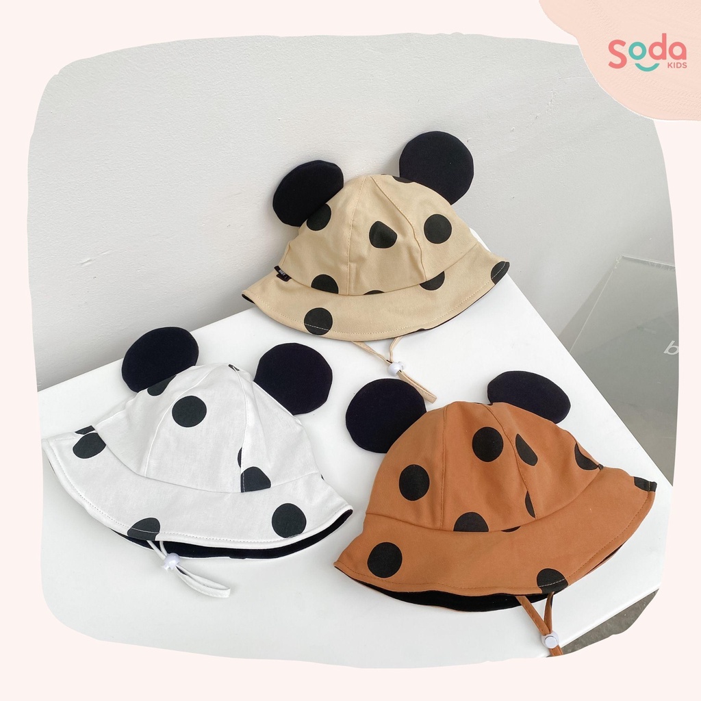 Mũ vành cho bé SODA KIDS chấm bi đính tai mickey dễ thương phong cách Hàn Quốc