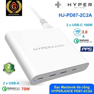 Củ Sạc MacBook Pro, iPad Pro , iPhone 12 HYPERJUICE 87W/96W Dual USB-C PD 3.0/QC 4.0 & Dual USB-A QC 3.0