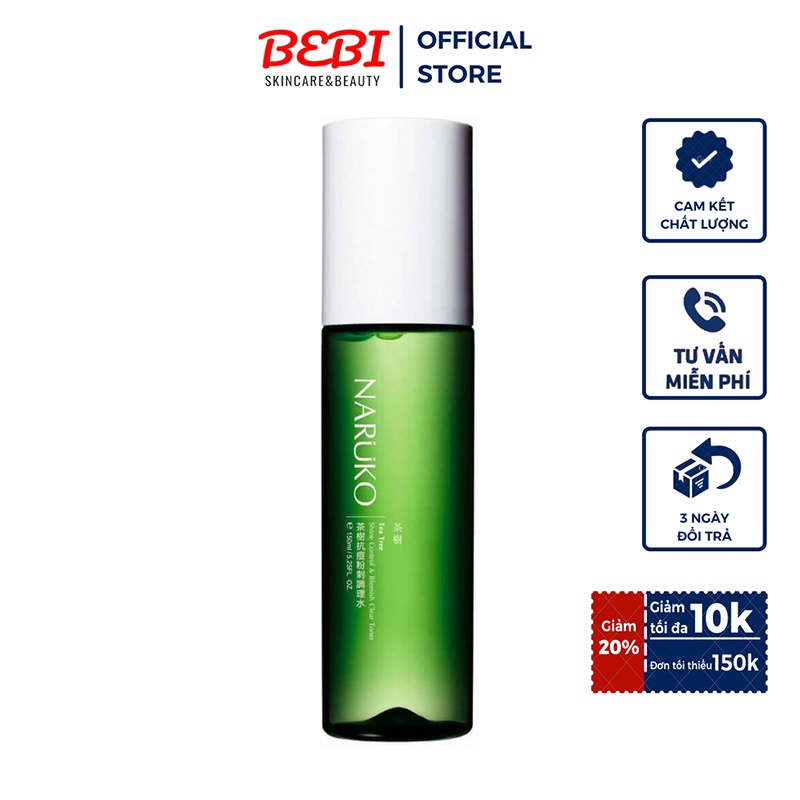 Toner nước hoa hồng Naruko trà tràm Tea Tree Shine Control and Blemish Clear Toner 150ml (Bản Đài)