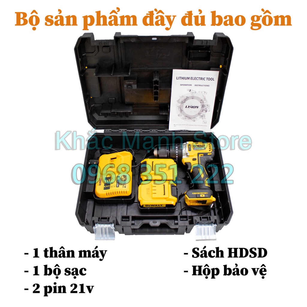 Máy Khoan Pin D20V  Động Cơ Không Chổi Than, Đầu Auto Lock Thép 13mm, Bảo Hành 12 Tháng Toàn Quốc