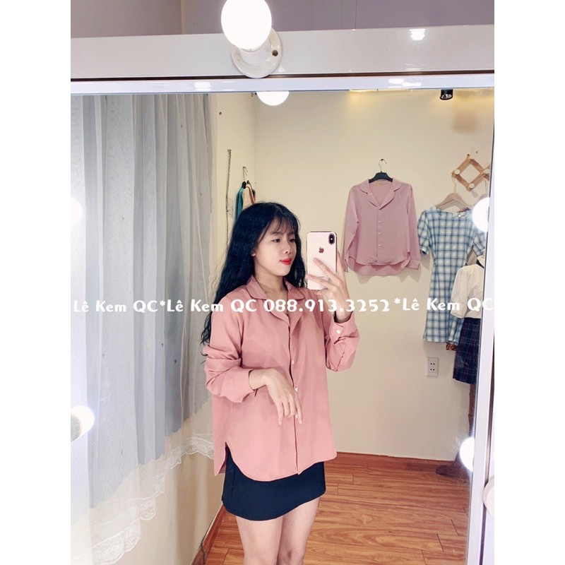 Áo Sơ Mi Tay Dài Trơn Cổ Vest Hàng Quảng Châu Chất Mịn Mát