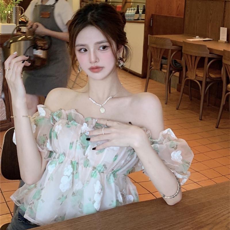 Áo Tay Ngắn Hoạ Tiết Hoa Thiết Kế Hợp Thời Trang Cho Nữ