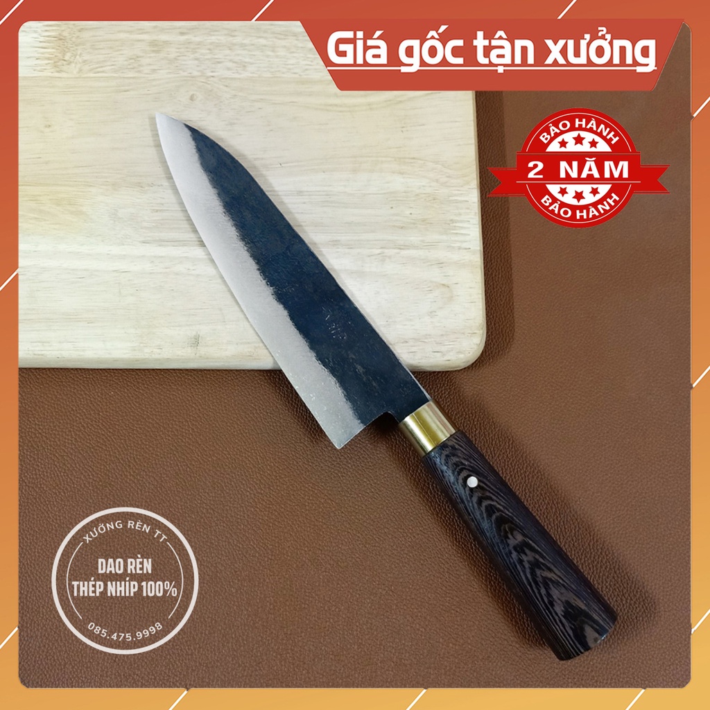 Dao Thái Lọc Thép Nhíp Nga - Dao Làm Bếp Rèn Thủ Công, Cán Gỗ Mun Cao Cấp