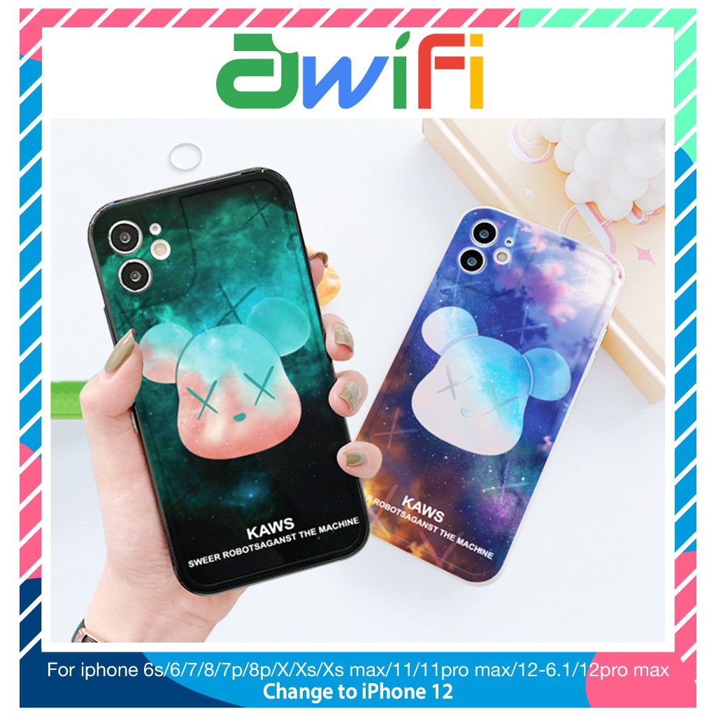 Ốp lưng iphone viền nổi bóng kaws sky 6/6plus/6s/6splus/7/7plus/8/8plus/x/xr/xs/11/12/pro/max/plus/promax-Awifi U2-6