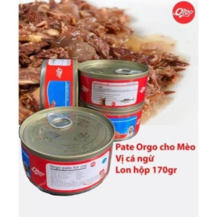 Pate Orgo Lon lớn 170gr tiết kiệm Pate cho mèo Thức ăn ướt dạng mảnh đóng hộp cho mèo thức ăn mèo dạng sốt