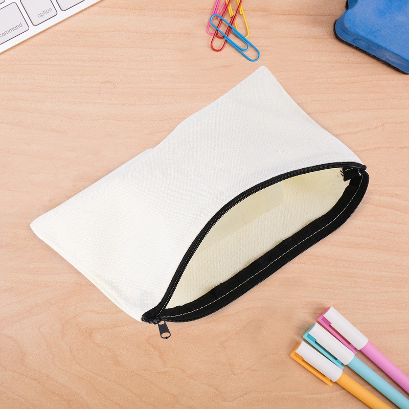 Túi Đựng Bút / Đồ Trang Điểm Bằng Vải Canvas Có Dây Kéo Có Thể Tái Sử Dụng DIY