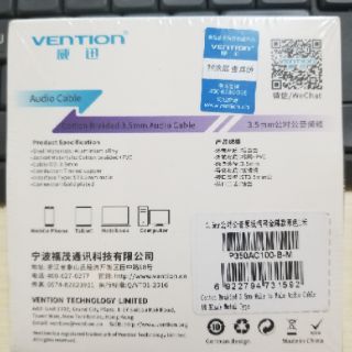Cáp AUX VENTION 3.5mm dài 1 mét