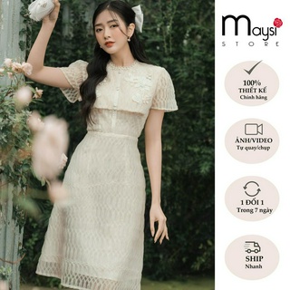 Váy ren thiết kế 2 lớp đính họa tiết thủ công cao cấp Maysi