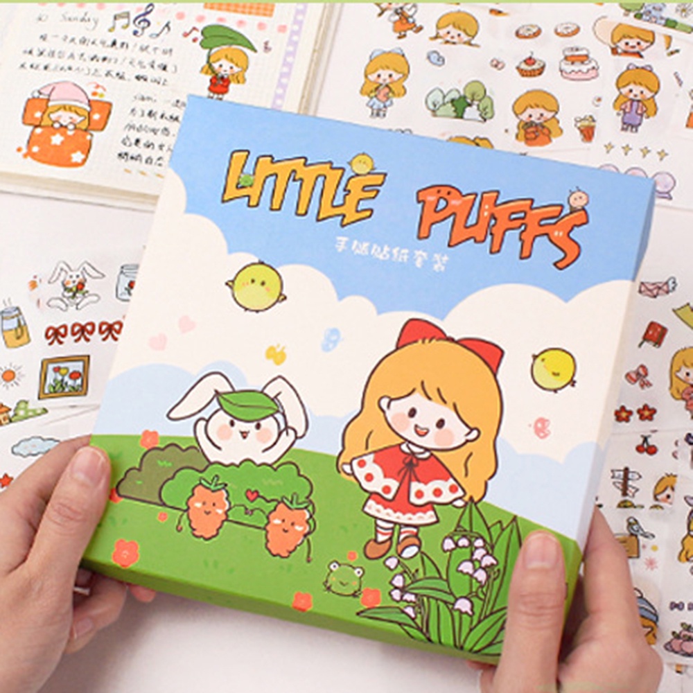 Hộp 100 miếng dán trang trí hình nhân vật hoạt hình dễ thương chống thấm nước DIY