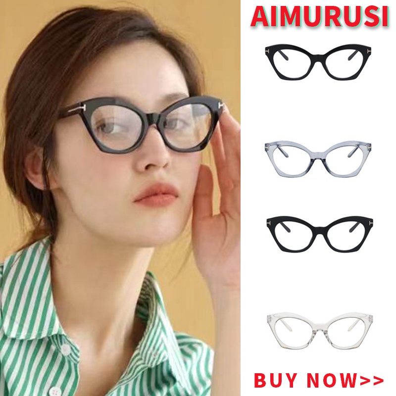 Mắt kính gọng mắt mèo phẳng kiểu cổ điển trẻ trung dành cho nữ