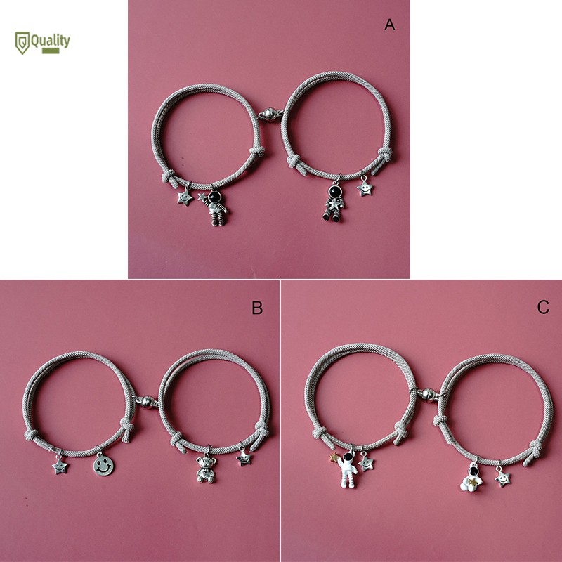 Set 2 Vòng Tay Nam Châm Mặt Hình Phi Hành Gia Thời Trang / Cặp vòng tay có nam châm thiết kế độc đáo thời trang cho các cặp đôi 2pcs | BigBuy360 - bigbuy360.vn