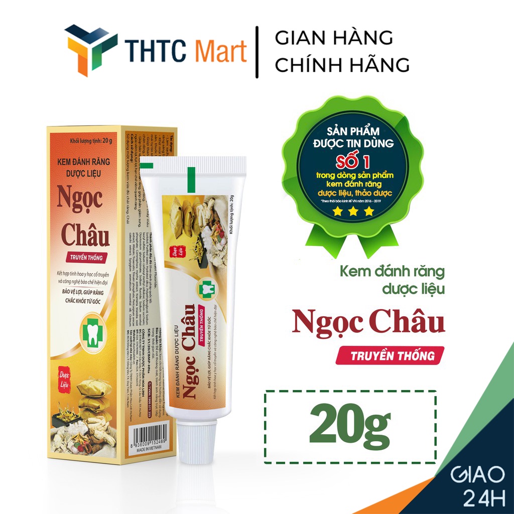 Kem đánh răng dược liệu Ngọc Châu truyền thống 20g