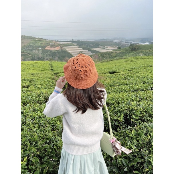 Mũ nón bucket handmade hoạ tiết nhiều màu phong cách Ulzzang
