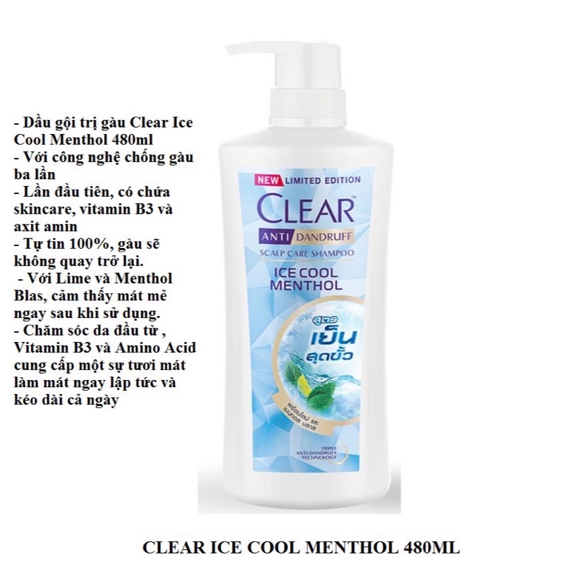 [ HCM SỈ ] Dầu gội Clear Ice Cool Menthol mẫu mới