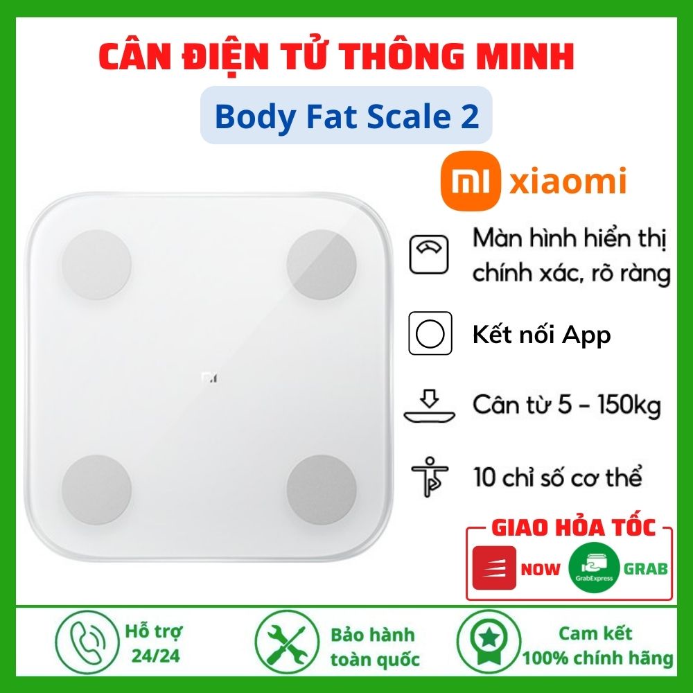 Cân điện tử thông minh XIAOMI Mi Body Fat / Digital Weight Scale 2 Kiểm tra sức khoẻ đo lượng mỡ mặt kính đẹp chính hãng