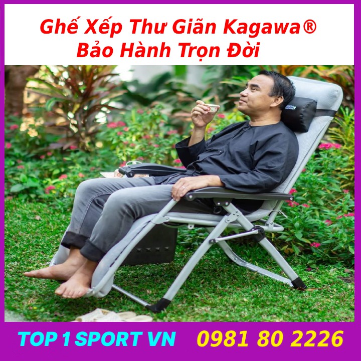 Ghế xếp thư giãn cao cấp Hakawa® full đệm bông + gối, bảo hành 25 năm