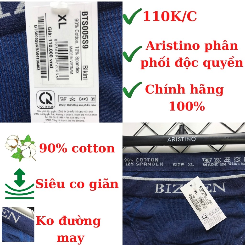 Quần sịp nam tam giác BIZMEN , quần lót nam chất cotton thoáng mát co giãn 4 chiều BTS005S9