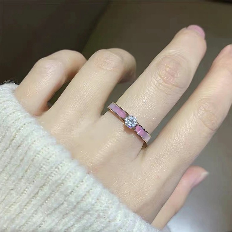 Nhẫn Kim Cương Lục Giác Thời Trang Với Vỏ Màu Hồng | Nhẫn Thép Titan Cao Cấp Thời Trang | Trang Sức Bằng Thép Không Gỉ Chống Nước Không Phai Màu Không Gây Dị Ứng