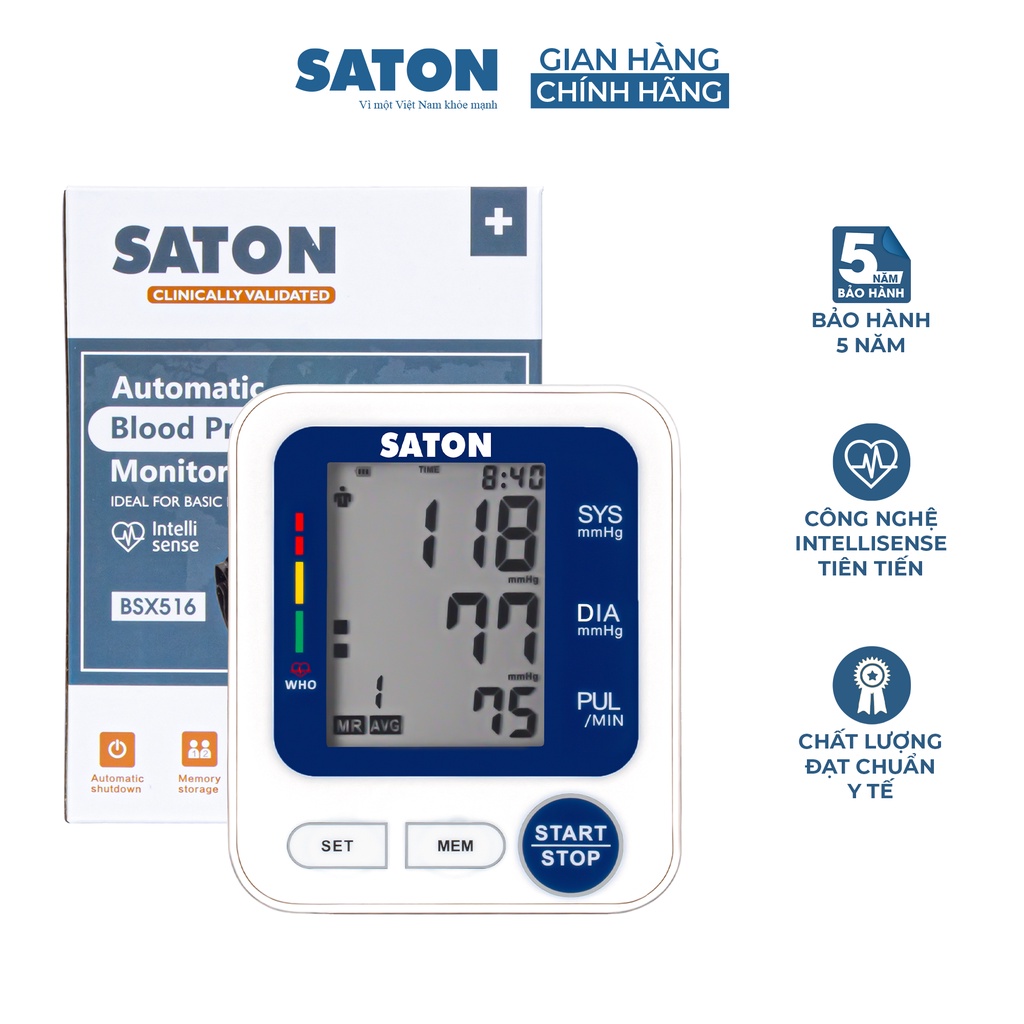 Combo Máy đo huyết áp SATON BSX516 và Nhiệt kế điện tử SATON