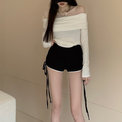 Quần Short Thể Thao Lưng Cao Phối Dây Rút Thời Trang Mùa Hè Cho Nữ