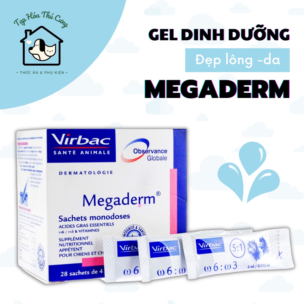 Megaderm Virbac gel dinh dưỡng giúp mượt da lông và hỗ trợ điều tri viêm da, giảm ngứa 4ml