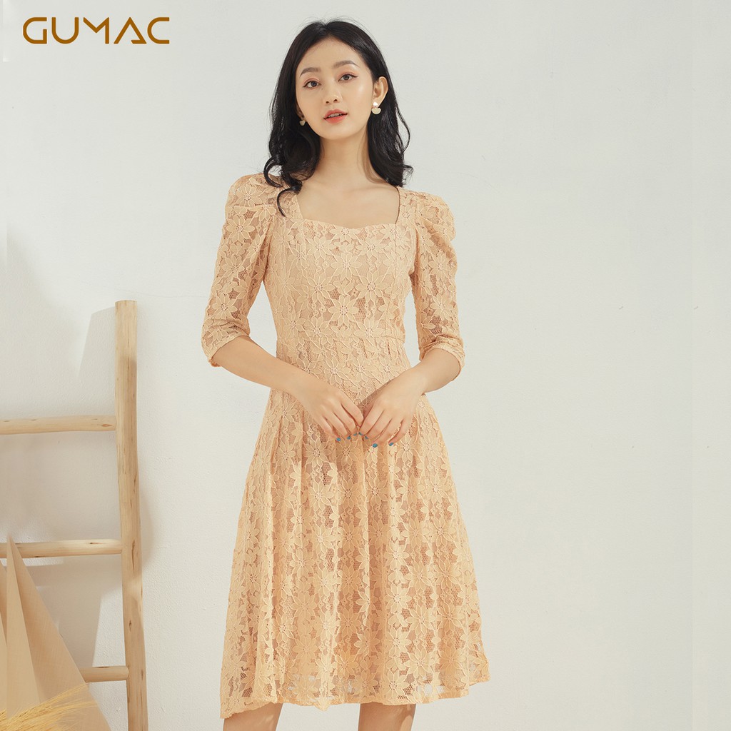 [Mã MABR07062 giảm 8% tối đa 50K đơn từ 249K] Đầm nữ ren cổ U DA602 GUMAC | BigBuy360 - bigbuy360.vn