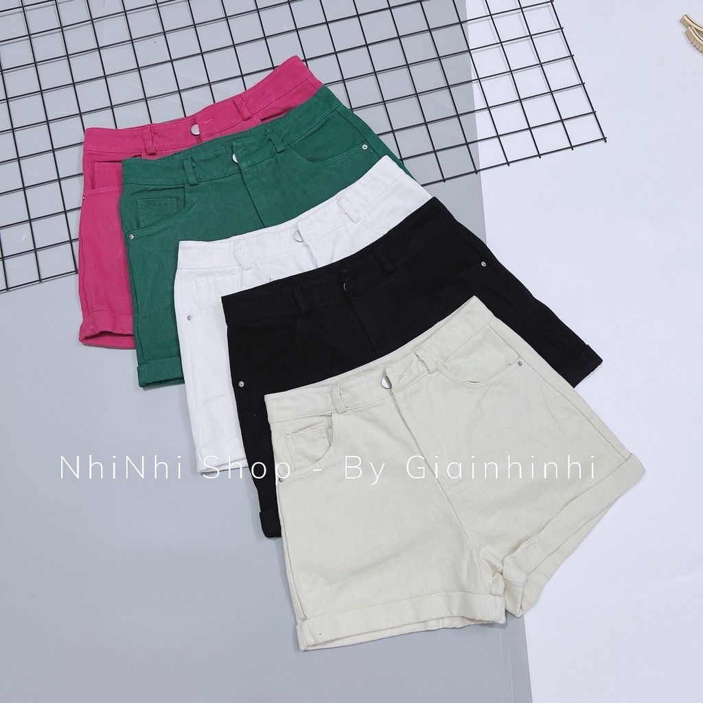 Xả hàng - Quần short bò trơn gập gấu, Quần đùi jean trơn đơn giản QS751 - NhiNhi Shop