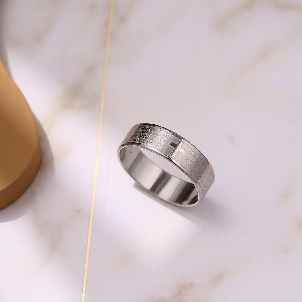 Nhẫn Thép Titan Không Gỉ Hình Trái Tim Phong Cách Retro