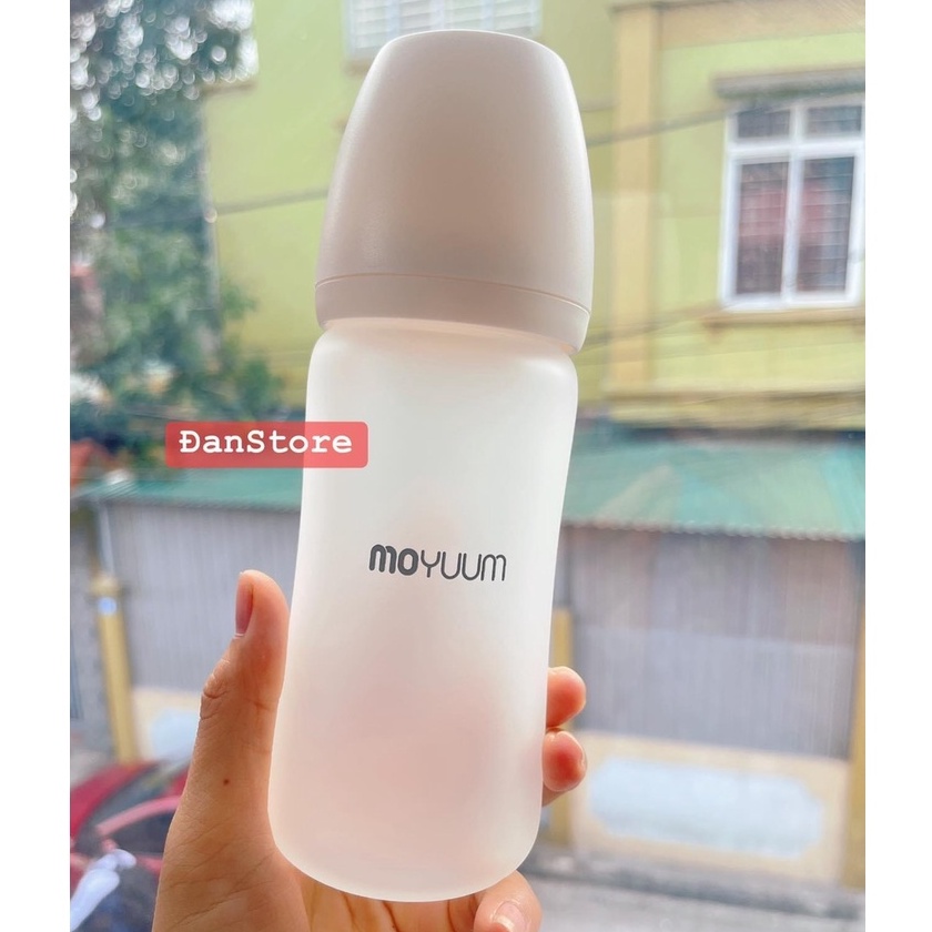 Bình Moyuum thủy tinh bọc silicon size 150-240ml chính hãng Hàn Quốc tùy chọn núm. bình Moy thủy tinh